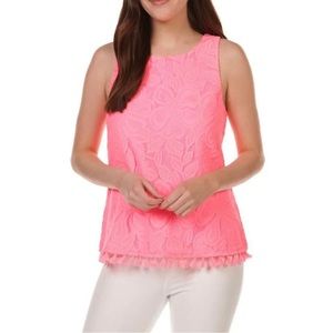 NWT Lilly Pulitzer Maybelle Top Lillys Coral WildFlower Lace XXS